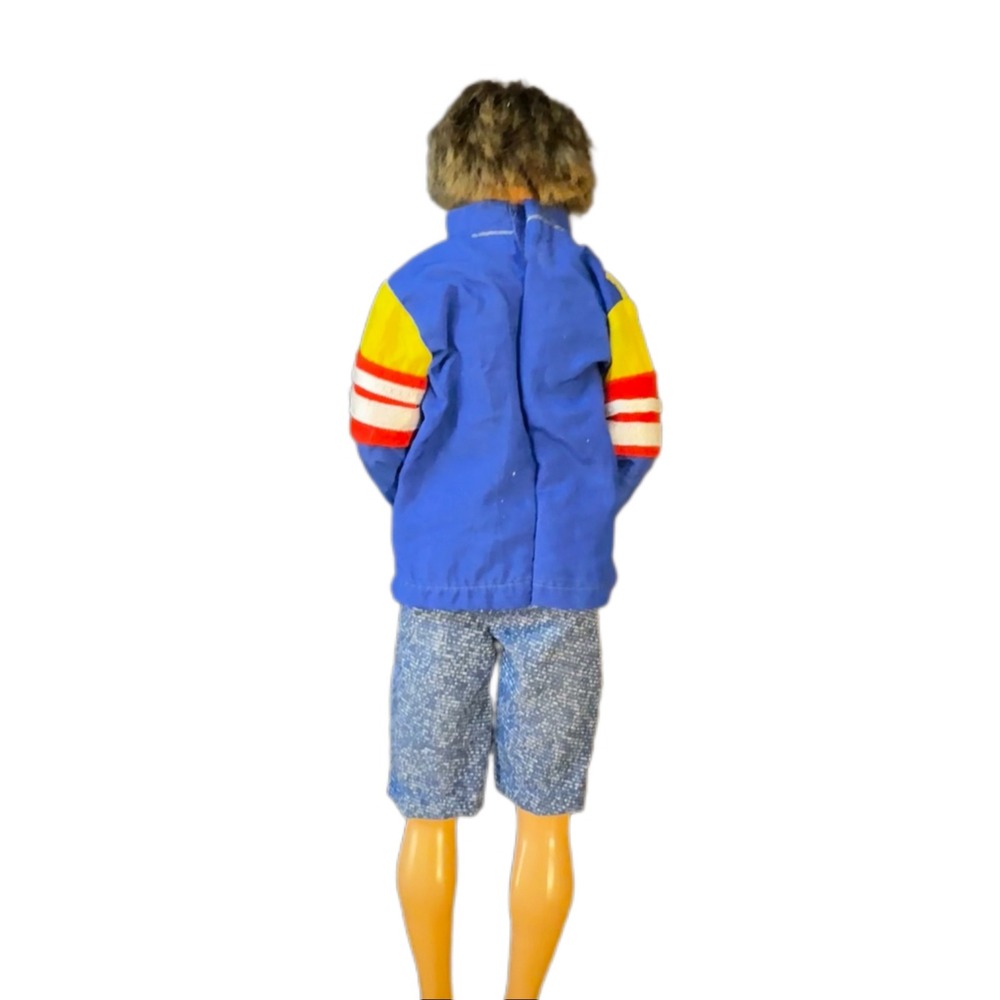 Vintage 1968 Ken Doll Mattel Blue Yellow Red Windbreaker Jacket & Shorts Outfit - Picture 4 of 5